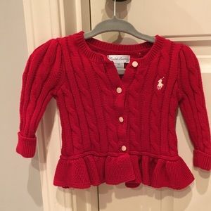 Baby girl’s Ralph Lauren red sweater. Never worn.